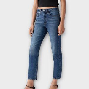 Levi's Wedgie Straight Premium Denim High Rise Medium Dark Wash Jeans